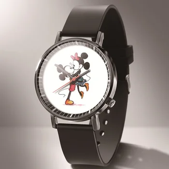 Reloj Mujer Naujas Mados Mickey Moterų Žiūrėti boy girl Anime ir Animacinių filmų Odos Kvarciniai Laikrodžiai Moterims Atsitiktinis Suknelė Žiūrėti kobiet zegarka