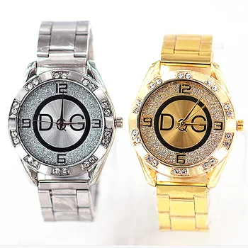 Reloj mujer Prabangos prekių ženklai DQG moterų laikrodžiai, Aukso, Sidabro, nerūdijančio Kristalinis Kvarcas Žiūrėti Lauko Sporto ponios Žiūrėti Karšto pardavimo