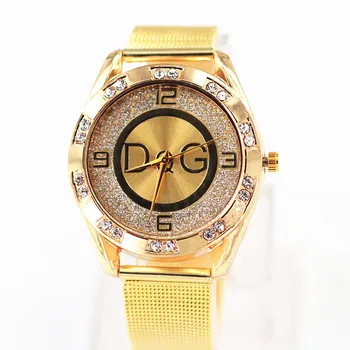 Reloj mujer Prabangos prekių ženklai DQG moterų laikrodžiai, Aukso, Sidabro, nerūdijančio Kristalinis Kvarcas Žiūrėti Lauko Sporto ponios Žiūrėti Karšto pardavimo