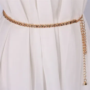 Retro Diržus Moterims, Pearl Diržo Marškinėliai Ilgai Kutas Šalies Papuošalai Suknelė Juosmens Grandinės Pakabukas Diržai