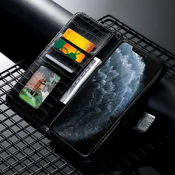 Retro Gyvatės Odos Telefono dėklas Skirtas iPhone 11 Pro Max XS XR X 8 7 6S 10 6 Plius Krokodilo Modelis PU Odos Piniginės 