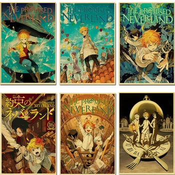 Retro plakatai Anime ir Animacinių filmų Pažadėjo Neverland plakatas Spaudinių Sienų Tapybos Geros Kokybės Plakatas Home/Baro/Kavinės patalpos Apdaila