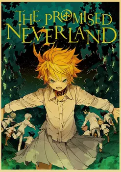 Retro plakatai Anime ir Animacinių filmų Pažadėjo Neverland plakatas Spaudinių Sienų Tapybos Geros Kokybės Plakatas Home/Baro/Kavinės patalpos Apdaila