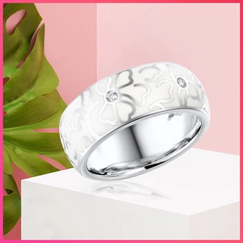 Retro, Rankų Darbo Keramikos Žiedas Moterims, Elegantiška Baltos Gėlės Imitacija Porceliano Žiedas Vestuves Papuošalai