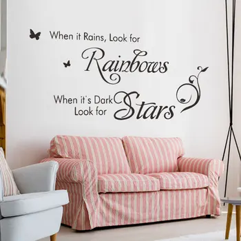Rianbows Žvaigždžių anglų įkvepiantį sienų lipdukai gyvenimo kambario, miegamasis apdaila, tapetai, Sofa fono lipdukai namų dekoro