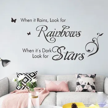 Rianbows Žvaigždžių anglų įkvepiantį sienų lipdukai gyvenimo kambario, miegamasis apdaila, tapetai, Sofa fono lipdukai namų dekoro