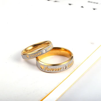 RIR Pasirinktinį Pavadinimą Aukso Amžinai Mylėti Vestuvinių Žiedų Pora Amžinybę Dalyvavimas Širdies ir Krištolo Vyrų, Moterų, Žiedas Iš Nerūdijančio Plieno