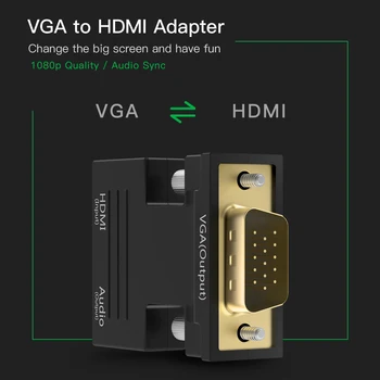 Robotsky 1080P HDMI Į VGA Adapteris, Skirtas PC Nešiojamas TV Box Projektorius, Skaitmeninis Analoginis Garso ir Vaizdo Keitiklio Kabelį