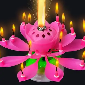 Romantiška Muzikos Žvakė Lotus Flower Žvakė su Gimtadieniu Meno Žvakė dega 