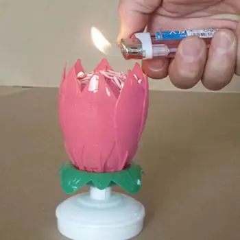 Romantiška Muzikos Žvakė Lotus Flower Žvakė su Gimtadieniu Meno Žvakė dega 