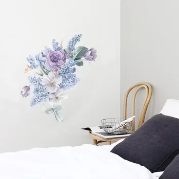 Romantiška violetinės gėlės Siena Lipdukas namų sienų apdailai gyvenimo kambario, miegamasis dekoro vandens spalvos tapetai lipnios etiketės