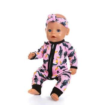 Rompers Jumpsuits+Hairbrand Lėlės Drabužiai Tinka Lėlės Drabužiai Gimęs Kūdikis Tinka 17 colių 43cm Lėlės Priedai