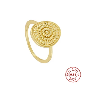 ROXI Geometrijos Gėlių Derliaus Aukso Žiedus Moterims, Mergaitėms Vestuvių Žiedas 925 Sterlingas Sidabro Piršto Žiedai, Papuošalai Vestuvinis Žiedas
