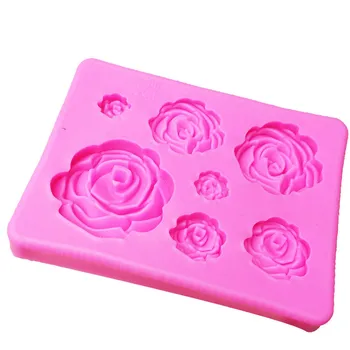 Rožinė 7 Net Rožių Žiedų Formos 3D Tortas Silikono Formos Minkštas Įspaudas Pelėsių Virtuvės Tešlos Pyragas Dėklas