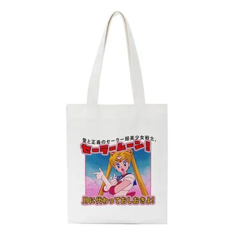 Sailor Moon Katė Saldus Pečių Maišą Naujų Harajuku Animacinių Filmų Spausdinti Drobė Krepšiai Kolegijos Atviros Kišenės Didelės Talpos Rankinė Moterims Krepšys