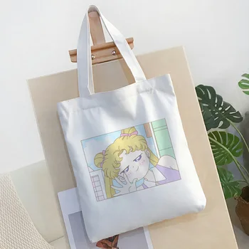 Sailor Moon Katė Saldus Pečių Maišą Naujų Harajuku Animacinių Filmų Spausdinti Drobė Krepšiai Kolegijos Atviros Kišenės Didelės Talpos Rankinė Moterims Krepšys
