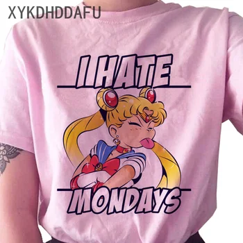 Sailor Moon Marškinėliai Moterims Juokinga Rožinė Harajuku Estetinės Marškinėlius Mados Kawaii Grafinis Ullzang Nauja, T-shirt Moterų Top Tee 90s