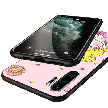 SailorMoon Anime Silikoninis Telefono dėklas, skirtas Huawei 30 P20 P40 Lite E Pro P Smart Z Plius 2019 P9 P10 Lite Juodo Dangtelio