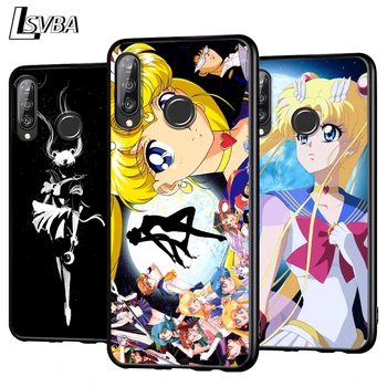 SailorMoon Anime Silikoninis Telefono dėklas, skirtas Huawei 30 P20 P40 Lite E Pro P Smart Z Plius 2019 P9 P10 Lite Juodo Dangtelio