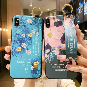 Samsung Galaxy S20 FE 5G A21S M51 A20S A7 2018 Atveju Prabangių Rožių Gėlių Riešo Dirželis, Telefono Laikiklis, Minkštos TPU Galinį Dangtelį Carcasa