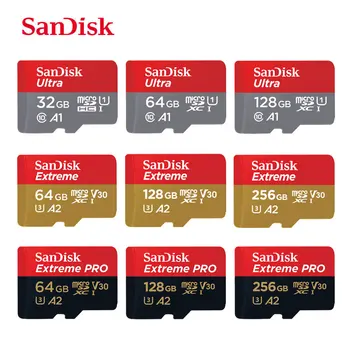 SanDisk Micro SD Kortelę 16GB 32GB MicroSDHC Atminties Kortelę 64GB 128GB 256 GB MicroSDXC EXTREME PRO V30 U3 4K UHD TF Kortelės