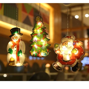 Santa Claus Papuošalai Kalėdų Šviesos Lange Kabo Žvakių Šviesos Atmosfera Arenoje Puošimas Švenčių Dekoratyvinis Apšvietimas