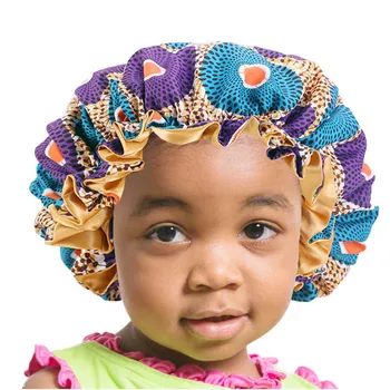Satino Variklio Dangčio Vaikams Dvigubo Sluoksnio Šilko Pamušalu Nakties Miego Bžūp Afrikos Modelis Flroal Spausdinti Variklio Dangčio Vaikai Minkštas Plaukų Padengti Skrybėlę