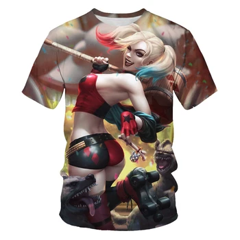 Savižudžių Būrys Klounas Girl Filmą 3D Spausdinimo Mados Vyrų ir Moterų trumpomis Rankovėmis T-shirt Minkštos Medžiagos Lauko Atsitiktinis Palaidų Vyrai