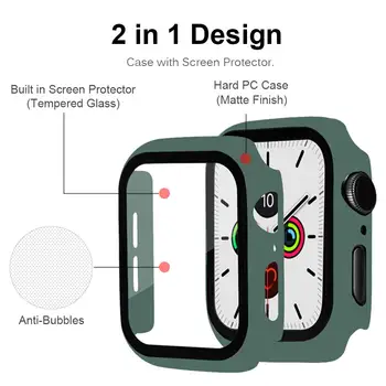 Screen protector for Apple Žiūrėti 44mm 40mm matinis Plastikinis korpusas+stiklas 42mm 38mm sunku rėmas visiškai padengti už iWatch 6 5 4 3 SE