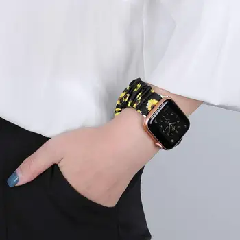Scrunchie Diržu, Apple watch band 44mm 40mm correa iWatch 38mm 42mm diržo Solo Linijos watchbands apyrankė serijos 6 SE 5 4 3