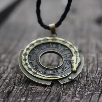 Seniausias Mitologijos Simbolis Ouroboros Infinity Gyvatė Bronzinis Pakabukas Karoliai Skandinavų Runos Amuletas Papuošalai