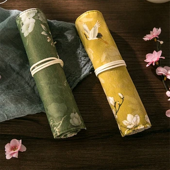 Senovinių Gėlių Parkeris, Pieštukas Maišelį Wrap Originalus Kinų Stiliaus Abrikosų Lotus Krano Saugojimo Roll Dėklas Raštinės Mokyklos A6008