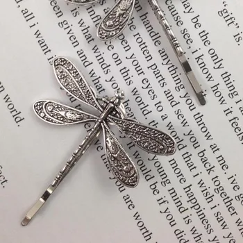 Senovės Senovinių Sidabro Spalvos Dragonfly Staigius Vabzdžių Formos Šukuosena Stiliaus Plaukų Įrašą Vestuvių Plaukų Vestuviniai Aksesuarai