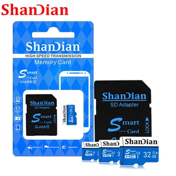 SHANDIAN Micro sd kortelė TF kortelę class10 mini kortelės, Micro sd 32GB 64GB 16GB 8GB Išorės Pen ratai 