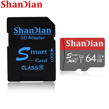 SHANDIAN Smart SD Card 32GB Didelės Spartos 10 Klasė 16GB/64GB Realias galimybes 128 GB Mini SD Atminties Kortelė TF Kortelė Išmanųjį telefoną