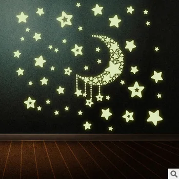 Sienos Lipdukas PVC lipnios Star Mėnulio Šviesos Liuminescencinės Sienų Lipduko Vaikų Kambarys, TV Foną, Sienos Dekoravimo Lipduką