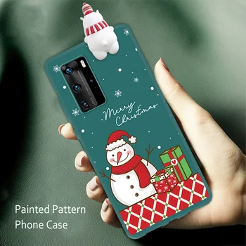 Silikoninis Telefono Dangtelis Huawei P40 Pro Lite E Kalėdų Animacinių filmų 3D Lėlės Atveju, Huawei P20 30 Lite Pro Mielas Atveju Dovana