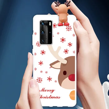 Silikoninis Telefono Dangtelis Huawei P40 Pro Lite E Kalėdų Animacinių filmų 3D Lėlės Atveju, Huawei P20 30 Lite Pro Mielas Atveju Dovana