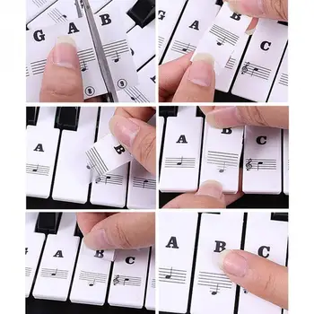 Skaidrus, nuimamas muzikos decal pažymi, fortepijono klaviatūros lipdukai 54/61 arba 88-raktas elektroninis pianinas spektro lipdukas simbolis