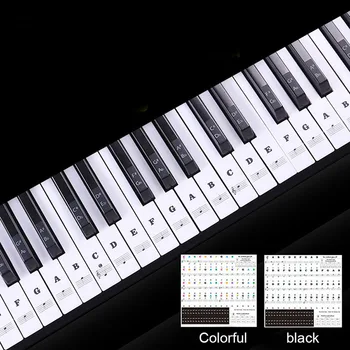 Skaidrus, nuimamas muzikos decal pažymi, fortepijono klaviatūros lipdukai 54/61 arba 88-raktas elektroninis pianinas spektro lipdukas simbolis