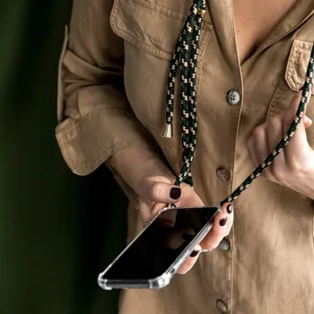 Skaidrus, telefono dėklas, skirtas Samsung Galaxy S10 S8 S9 plus S10 lite virvelę petį, virvę laido padengti antidetonaciniai coque