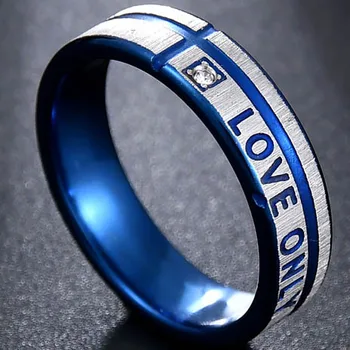 - Skaitmeninis nerūdijančio plieno, paprastas žiedas vestuvinis žiedas 8mm laišką pora aukso / Queen nuotaika žiedo spalvą