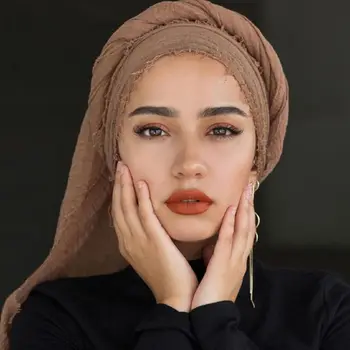 Skatinimo parduoti! Vingiuoti Maxi Musulmonų Hijabs Skarelė Femme Musulman Viskozė Skarelė Afrikos Lankelis Islamo Skraiste Skara Apsiaustas