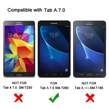 SM T280 T285 Padengti Tab A6 7,0 colių 360 Laipsnių Besisukantis Stovas Smart Cover Case for Samsung Galaxy Tab 7