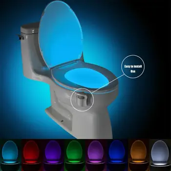 Smart Tualetas naktinė lempa LED Kūno Judesio Aktyvuota on/Off Sėdynės Jutiklis Lempos Vonios kambarys 8 Įvairiaspalviais Tualetas Lempos Karšto Pardavimo