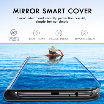 Smart Veidrodis Apversti Telefoną Atveju Xiaomi Mi 9 SE 8 A1 A2 Lite 5X 6X Aiškiai Matyti, Padengti Redmi Pastaba 7 6 5 Pro 4 4A 4X 6A 5A Ministras
