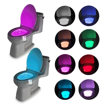 Smart Vonios kambarys, Tualetas LED naktinė lempa PIR Kūno Judesio Jutiklis Sėdynės Šviesos Dubenėlį Vandeniui LED Naktinis apšvietimas 8 Spalvų WC Tualeto Šviesos
