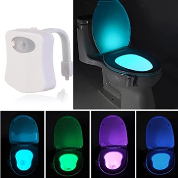 Smart Vonios kambarys, Tualetas LED naktinė lempa PIR Kūno Judesio Jutiklis Sėdynės Šviesos Dubenėlį Vandeniui LED Naktinis apšvietimas 8 Spalvų WC Tualeto Šviesos