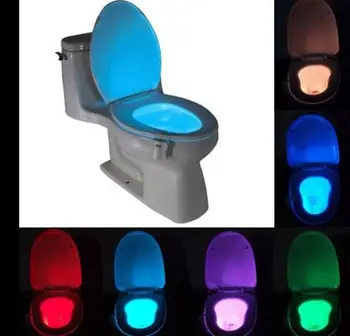 Smart Vonios kambarys, Tualetas naktinė lempa LED 8-spalva tualetas šviesos apdailos vonios kambarys priedai Automatinė indukcijos Patobulinta versija