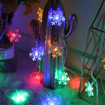 Snaigės LED Šviesos Linksmų Kalėdų Medžio Apdaila Kalėdų Žiburiai String 3M 20 Led Ornamentu Navidad Kalėdų Dovana, Stalo Dekoras 2021